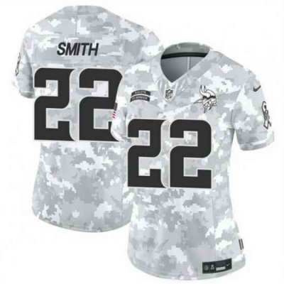 Women Minnesota Vikings 22 Harrison Smith 2024 F U S E Arctic Camo Salute To Service Limited Stitched Jersey