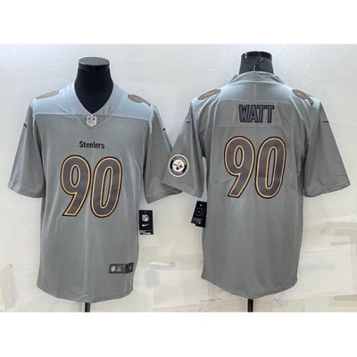 Men Pittsburgh Steelers 90 T J  Watt Grey Atmosphere Fashion Stitched Jersey