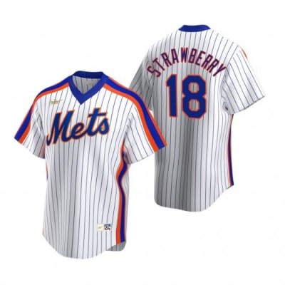 Mens Nike NeW York Mets 18 Darryl StraWberry White CooperstoWn Collection Home Stitched Baseball Jerse