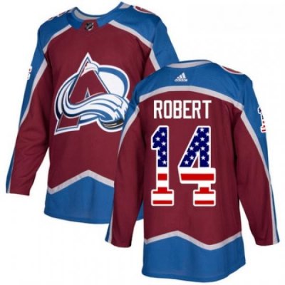 Youth Adidas Colorado Avalanche 14 Rene Robert Authentic Burgundy Red USA Flag Fashion NHL Jersey