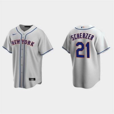 Men NeW York Mets 21 Max Scherzer Grey Cool Base Stitched Baseball jersey