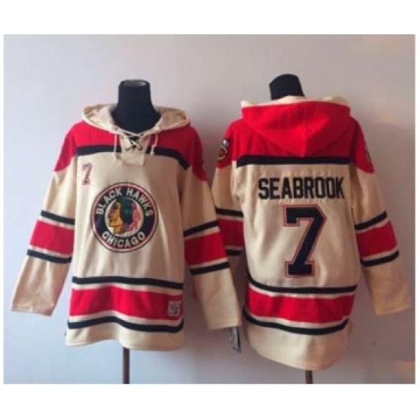 nhl jerseys chicago blackhawks #7 seabrook red-cream[pullover hooded sweatshirt]