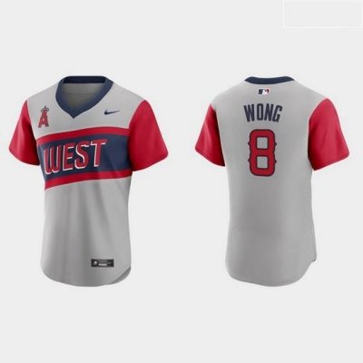 Men Los Angeles Angels 8 Kean Wong Men Nike Gray 2021 Little League Classic Authentic MLB Jersey