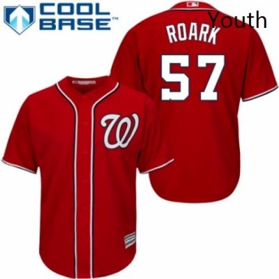 Youth Majestic Washington Nationals 57 Tanner Roark Authentic Red Alternate 1 Cool Base MLB Jersey