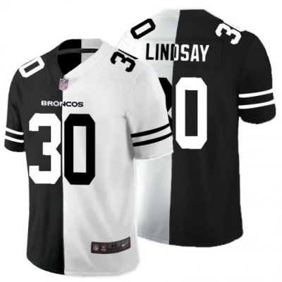 Nike Broncos 30 Phillip Lindsay Black And White Split Vapor Untouchable Limited Jersey