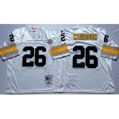 Men Pittsburgh Steelers 26 Rod Woodson White M&N Throwback Jersey