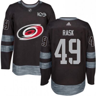 Mens Adidas Carolina Hurricanes 49 Victor Rask Authentic Black 1917 2017 100th Anniversary NHL Jersey