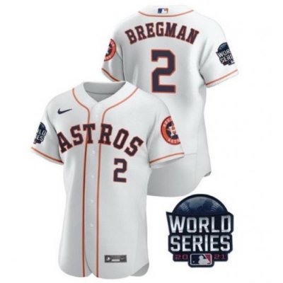 Men Houston Astros 2 Alex Bregman 2021 White World Series Flex Base Stitched Baseball Jersey