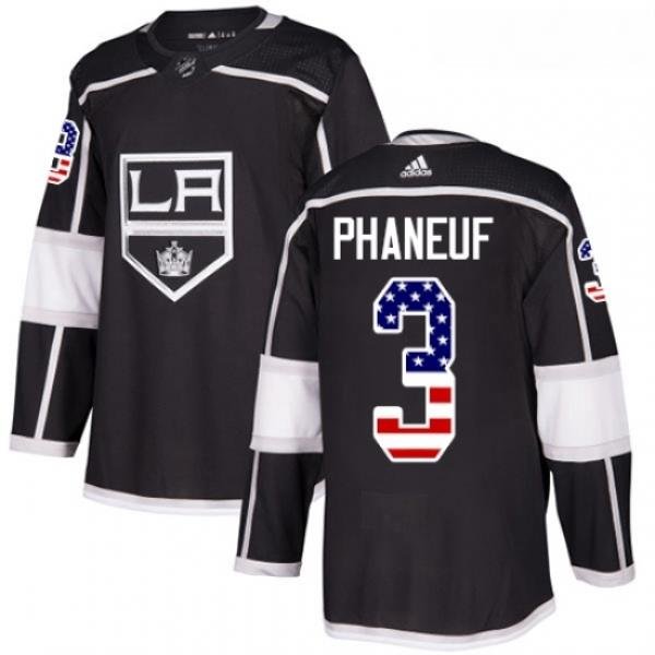 Youth Adidas Los Angeles Kings 3 Dion Phaneuf Authentic Black USA Flag Fashion NHL Jersey