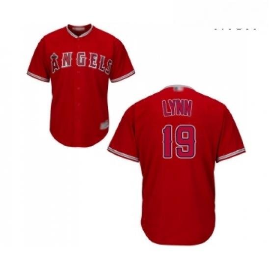 Mens Los Angeles Angels of Anaheim 19 Fred Lynn Replica Red Alternate Cool Base Baseball Jersey