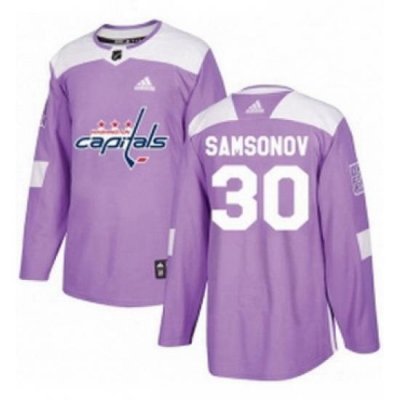 Mens Adidas Washington Capitals 30 Ilya Samsonov Authentic Purple Fights Cancer Practice NHL Jersey