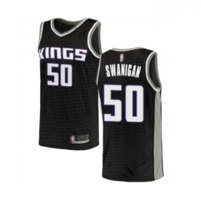 Mens Sacramento Kings 50 Caleb Swanigan Authentic Black Basketball Jersey Statement Edition