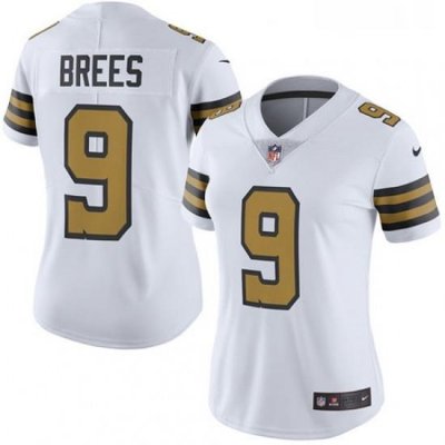 Womens Nike New Orleans Saints 9 Drew Brees Limited White Rush Vapor Untouchable NFL Jersey