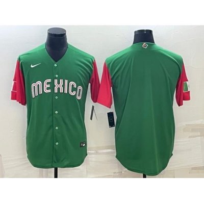 Men Mexico Baseball Blank 2023 Green World Baseball With Patch Classic Stitched Jersey