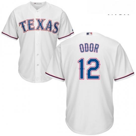 Mens Majestic Texas Rangers 12 Rougned Odor Replica White Home Cool Base MLB Jersey