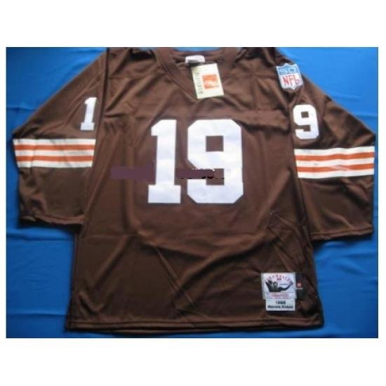 Cleveland Browns 19 Bernie Kosar Brown Long Sleeve Throwback NFL Jersey