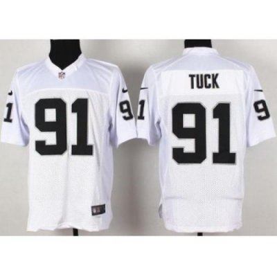 Nike Oakland Raiders 91 Justin Tuck White Elite NFL Jersey