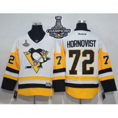 Penguins #72 Patric Hornqvist White New Away 2017 Stanley Cup Finals Champions Stitched NHL Jersey