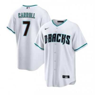 Men Arizona Diamondbacks 7 Corbin Carroll White Cool Base Stitched Baseball Jersey