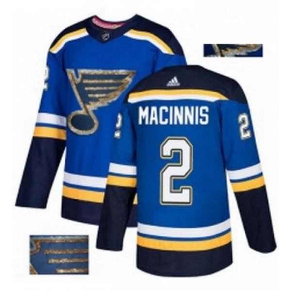 Mens Adidas St Louis Blues 2 Al Macinnis Authentic Royal Blue Fashion Gold NHL Jersey