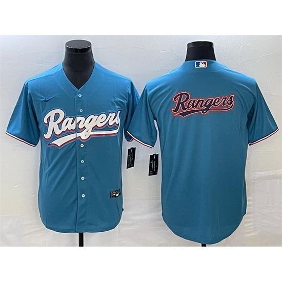 Men Texas Rangers Blue Team Big Logo Cool Base Stitched Baseball Jersey