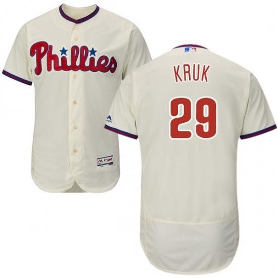 Mens Majestic Philadelphia Phillies 29 John Kruk Cream Alternate Flex Base Authentic Collection MLB Jersey