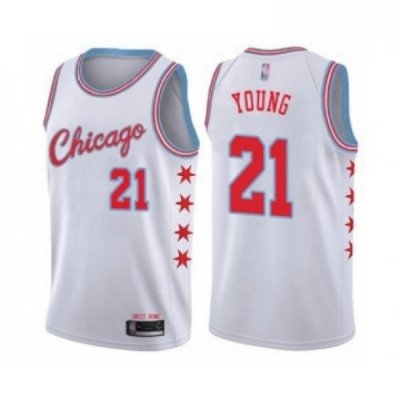 Womens Chicago Bulls 21 Thaddeus Young Swingman White Basketball Jersey City Edition