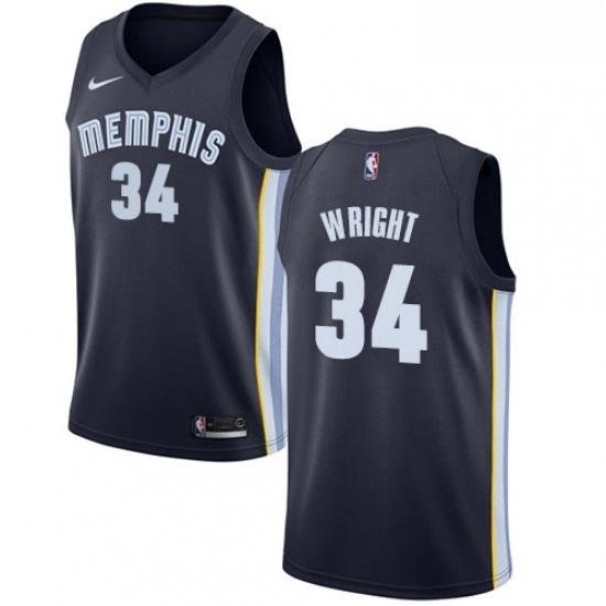 Womens Nike Memphis Grizzlies 34 Brandan Wright Swingman Navy Blue Road NBA Jersey Icon Edition