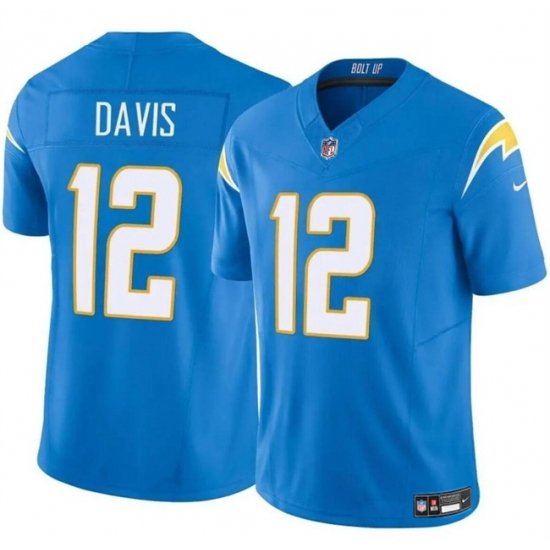 Men Los Angeles Chargers 12 Derius Davis Blue 2024 F U S E Vapor Limited Stitched Football Jersey