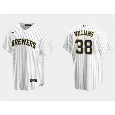 Men Milwaukee Brewers 38 Devin Williams White Cool Base Stitched Jersey