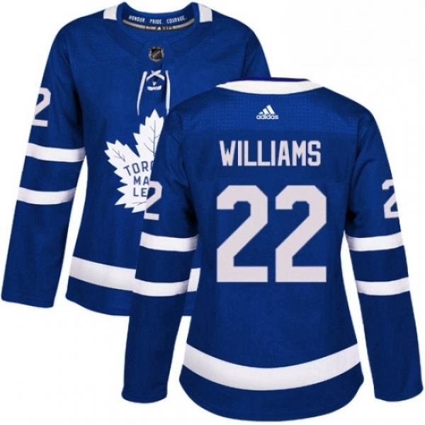 Womens Adidas Toronto Maple Leafs 22 Tiger Williams Authentic Royal Blue Home NHL Jersey