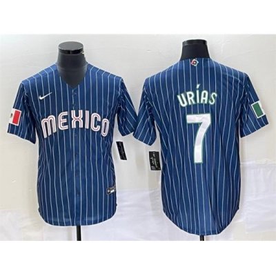 Men Mexico Baseball 7 Julio Urias 2023 Navy World Baseball Classic Stitched Jersey