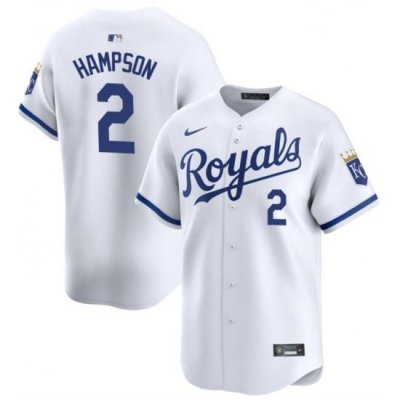 Men Kansas City Royals 2 Garrett Hampson White 2024 Home Limited Cool Base Stitched Baseball Jersey