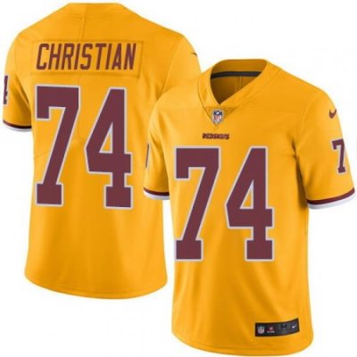 Nike Redskins #74 Geron Christian Gold Mens Stitched NFL Limited Rush Jersey