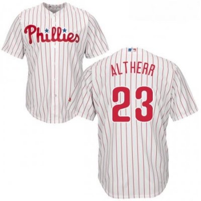 Youth Majestic Philadelphia Phillies 23 Aaron Altherr Authentic WhiteRed Strip Home Cool Base MLB Jersey