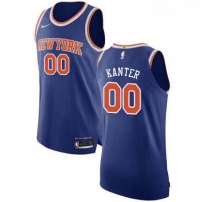 Mens Nike New York Knicks 00 Enes Kanter Authentic Royal Blue NBA Jersey Icon Edition