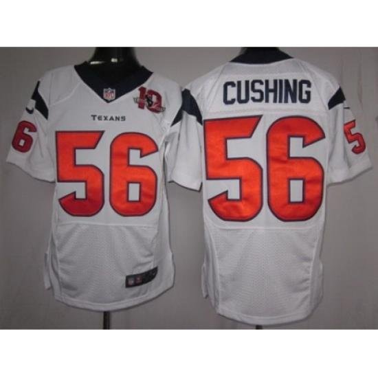 Nike Houston Texans 56 Brian Cushing White Elite W 10th Patch NFL Jersey