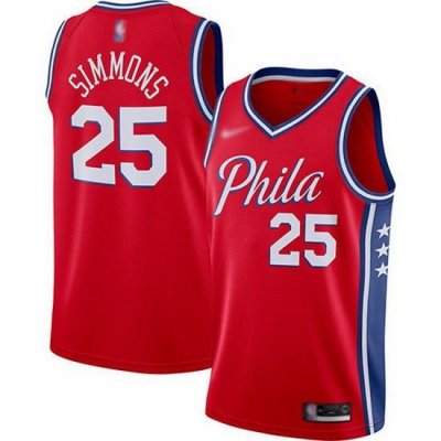 76ers  25 Ben Simmons Red Basketball Swingman Statement Edition 2019 2020 Jersey