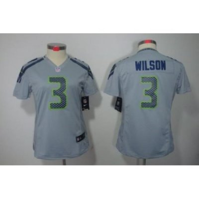 Women Nike Seattle Seahawks #3 Wilson Grey Color NFL LIMITED Jerseys