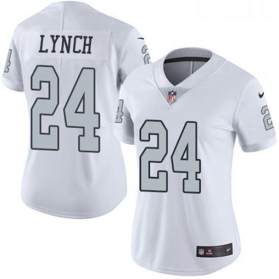 Womens Nike Oakland Raiders 24 Marshawn Lynch Limited White Rush Vapor Untouchable NFL Jersey