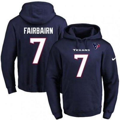 NFL Mens Nike Houston Texans 7 Kaimi Fairbairn Navy Blue Name Number Pullover Hoodie