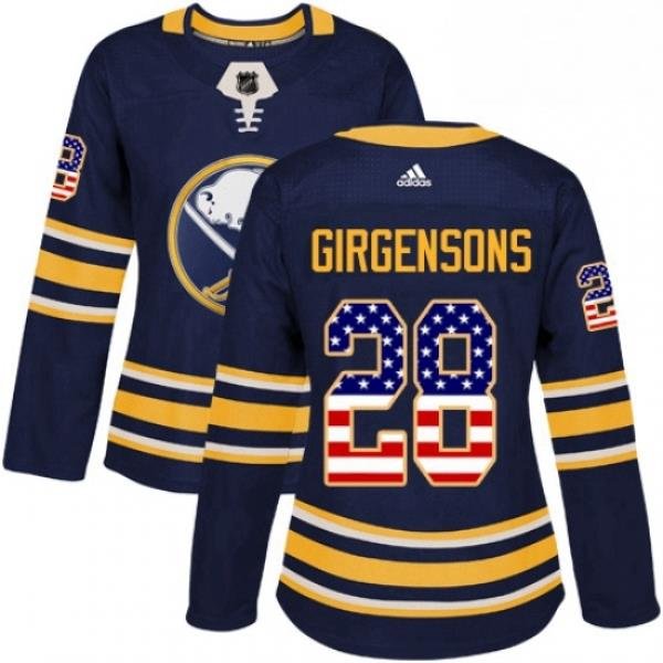 Womens Adidas Buffalo Sabres 28 Zemgus Girgensons Authentic Navy Blue USA Flag Fashion NHL Jersey