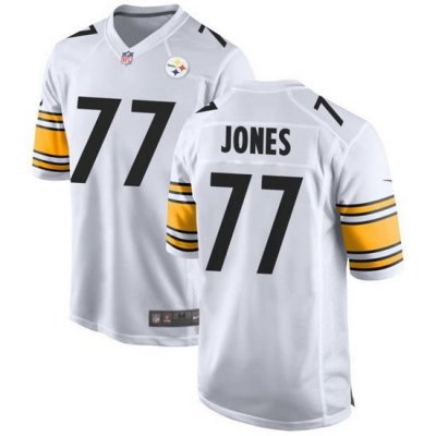 Youth Pittsburgh Steelers 77 Broderick Jones White 2023 Draft Stitched Game Jersey