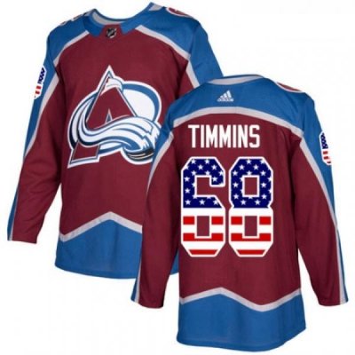 Youth Adidas Colorado Avalanche 68 Conor Timmins Authentic Burgundy Red USA Flag Fashion NHL Jersey