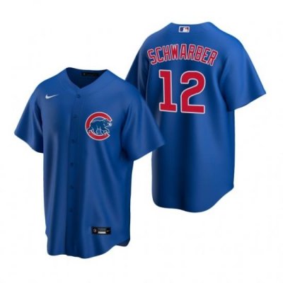 Mens Nike Chicago Cubs 12 Kyle SchWarber Royal Alternate Stitched Baseball Jerse