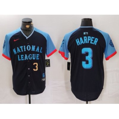 Men National League 3 Bryce Harper Navy 2024 All Star Limited Stitched Baseball Jersey 3