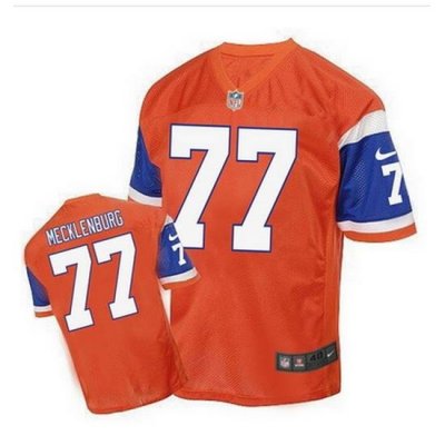 Nike Broncos #77 Karl Mecklenburg Orange Mens Stitched NFL Elite Throwback Jersey