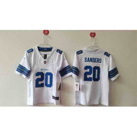 Women Detroit Lions 20 Barry Sanders White 2024 F U S E  Vapor Limited Stitched Jersey 28Run Smaller 29