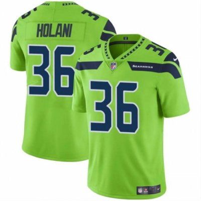 Men Seattle Seahawks 36 George Holani Green Vapor Limited Stitched Football Jersey