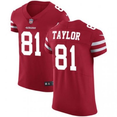 Nike 49ers #81 Trent Taylor Red Team Color Mens Stitched NFL Vapor Untouchable Elite Jersey